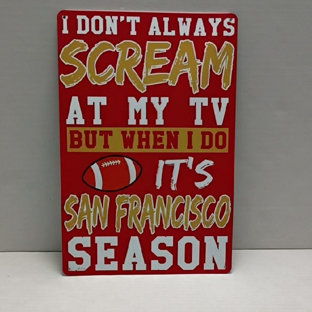 Metal‎ San Francisco 49ers Football Wall / Wreath Season Sign.